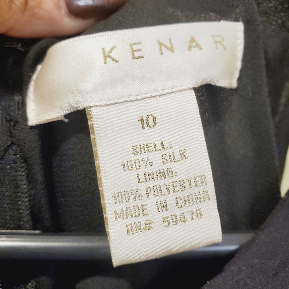 Kenar Black 100%  silk Ruffled  midi dress Size 10 - Picture 3 of 10